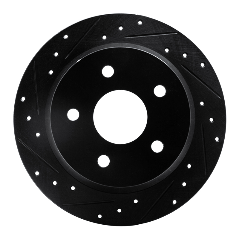 Jeep Grand Cherokee Brake Rotor (1) - Rear Left - R1 Concepts - Drilled & Slotted - Black - `99-`04